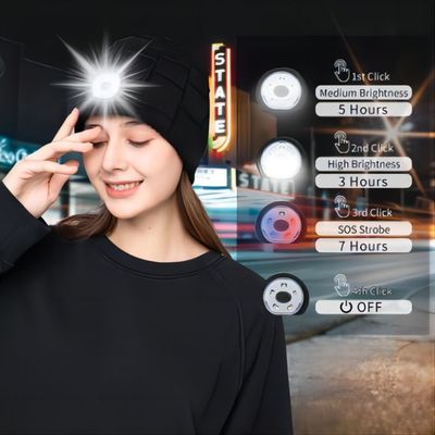 スケートで滑ることBluetooth LEDの帽子の懐中電燈音楽プレーバックを歩かせているキャンプ犬をハイキングする
