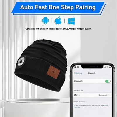 上昇のハイキングの自転車に乗る循環のためのLEDのヘッドライトが付いている充電電池のBluetoothの帽子の帽子