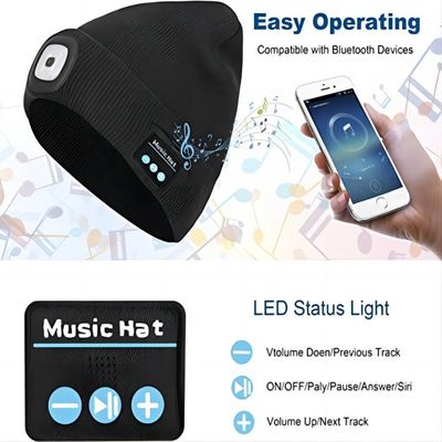 無線ヘッドホーンの誕生日プレゼントが付いているLEDのヘッドライトのBluetoothの4つのヘッドホーンの帽子