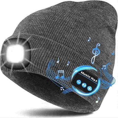 音楽プレーバックの電話コーリングにあなたの手自由な灰色のirelessヘッドホーンの帽子