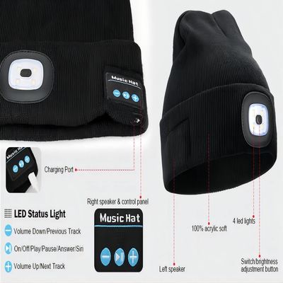 ヘッドライトが付いているLED Bluetoothの帽子は、男女兼用USB Rechargable自由なヘッドライトの女性に人をお父さんのためのギフト彼夫渡す